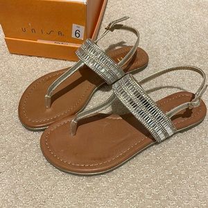 New Unisa beaded T-strap sandals